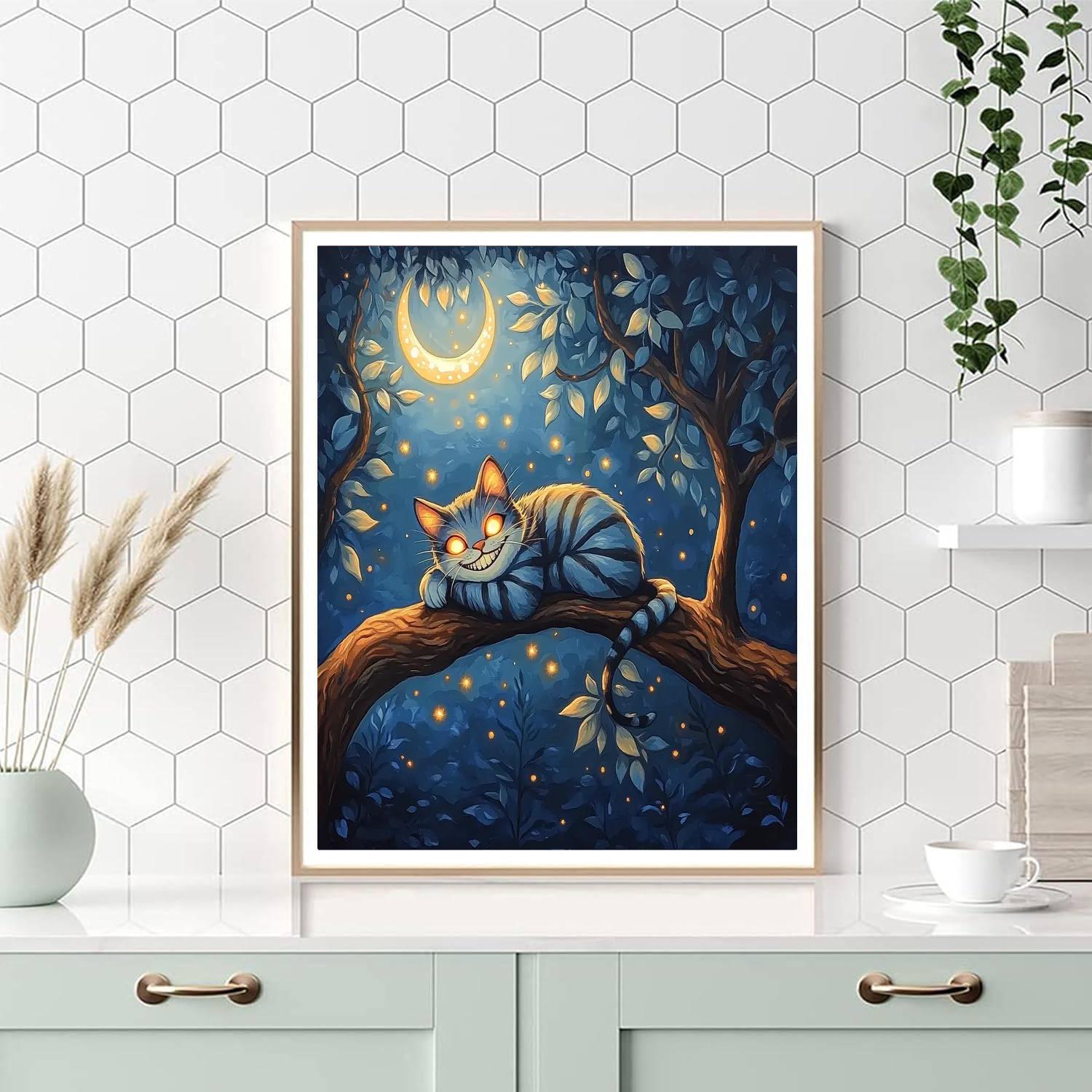 Cheshire Cat Moon Grin DIY paint by numbers