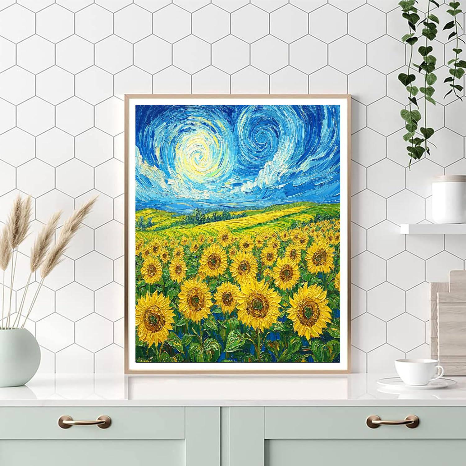 Van Gogh Inspired Sunflower Fields painting number kit