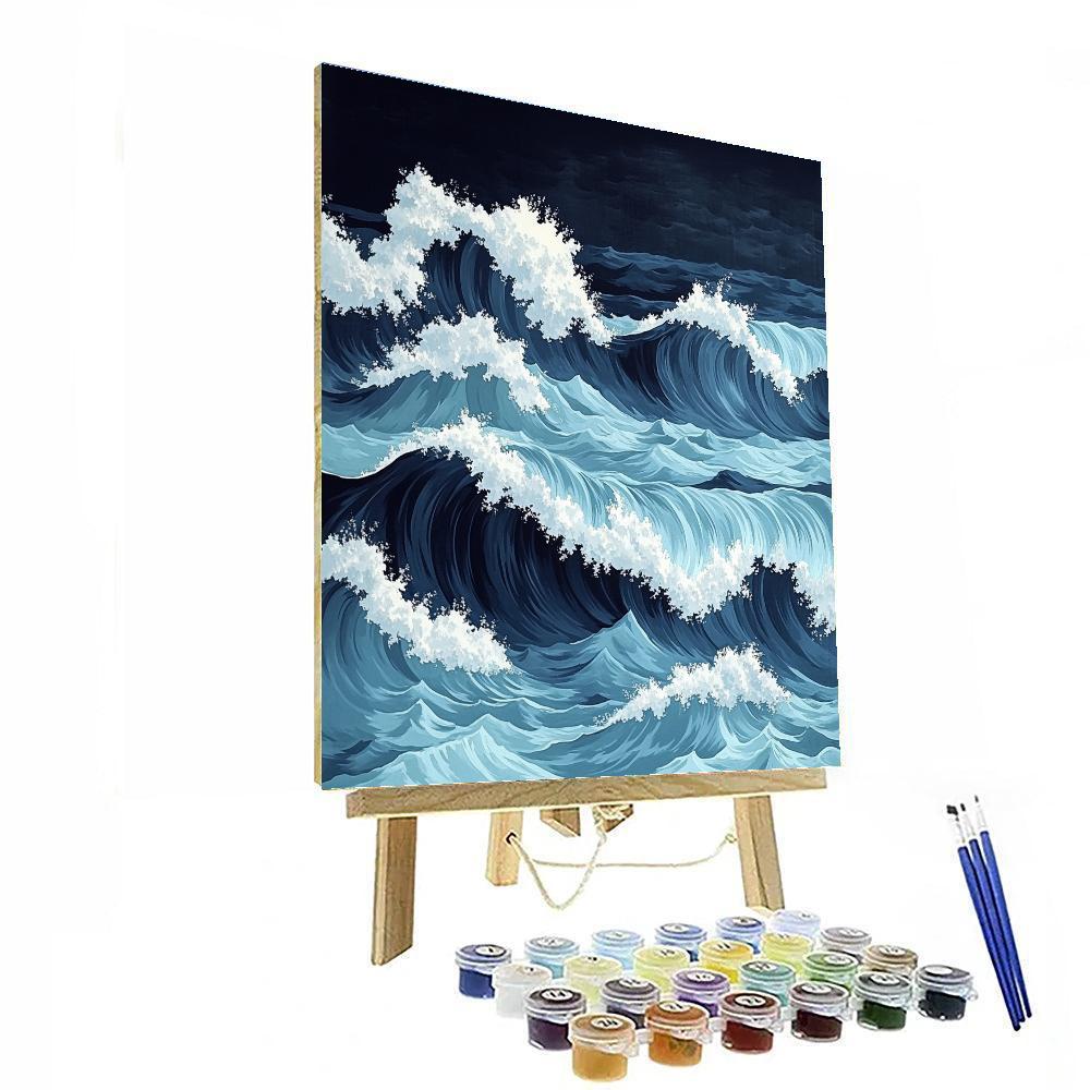 Hokusai Inspired Ocean Waves paint by numbers