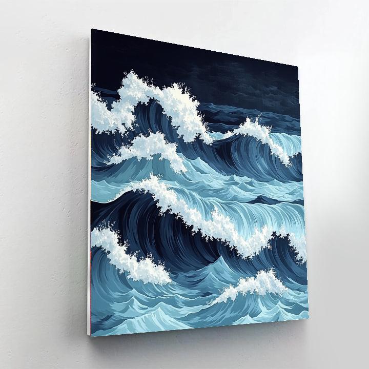 Hokusai Inspired Ocean Waves paint by numbers