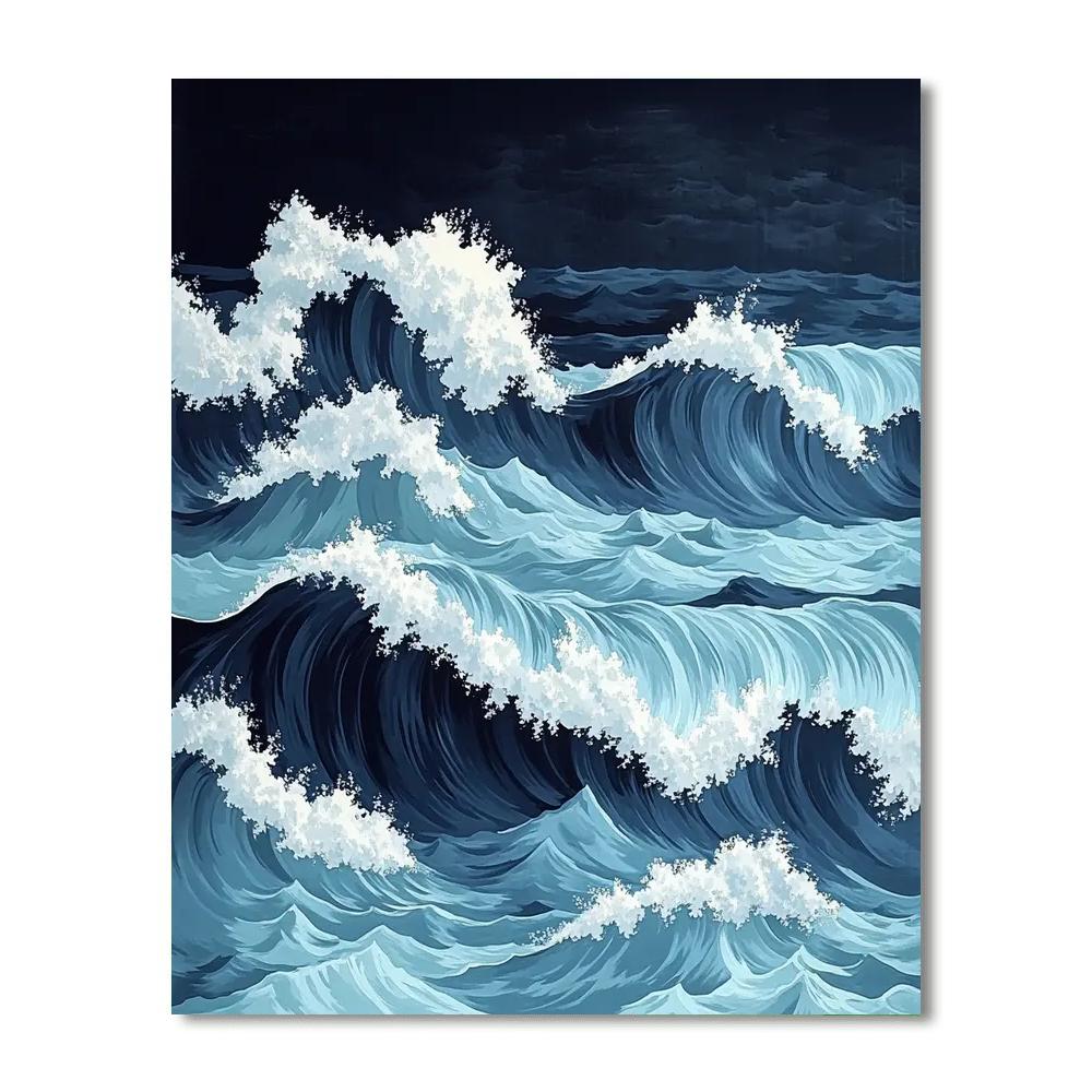 Hokusai Inspired Ocean Waves paint by numbers