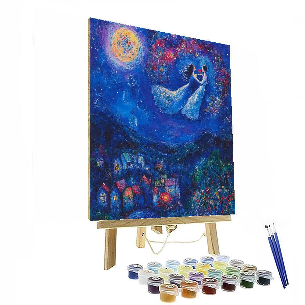 Marc Chagall Inspired Floating Lovers Paint by numbers art