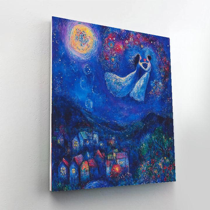 Marc Chagall Inspired Floating Lovers Paint by numbers art