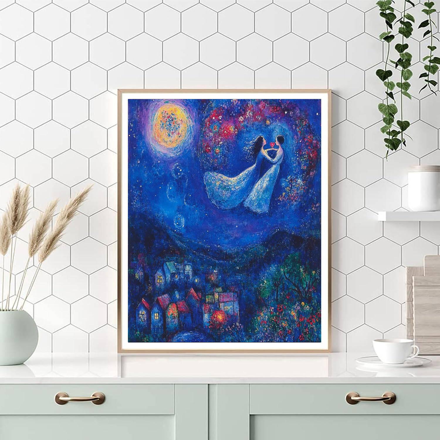 Marc Chagall Inspired Floating Lovers Paint by numbers art