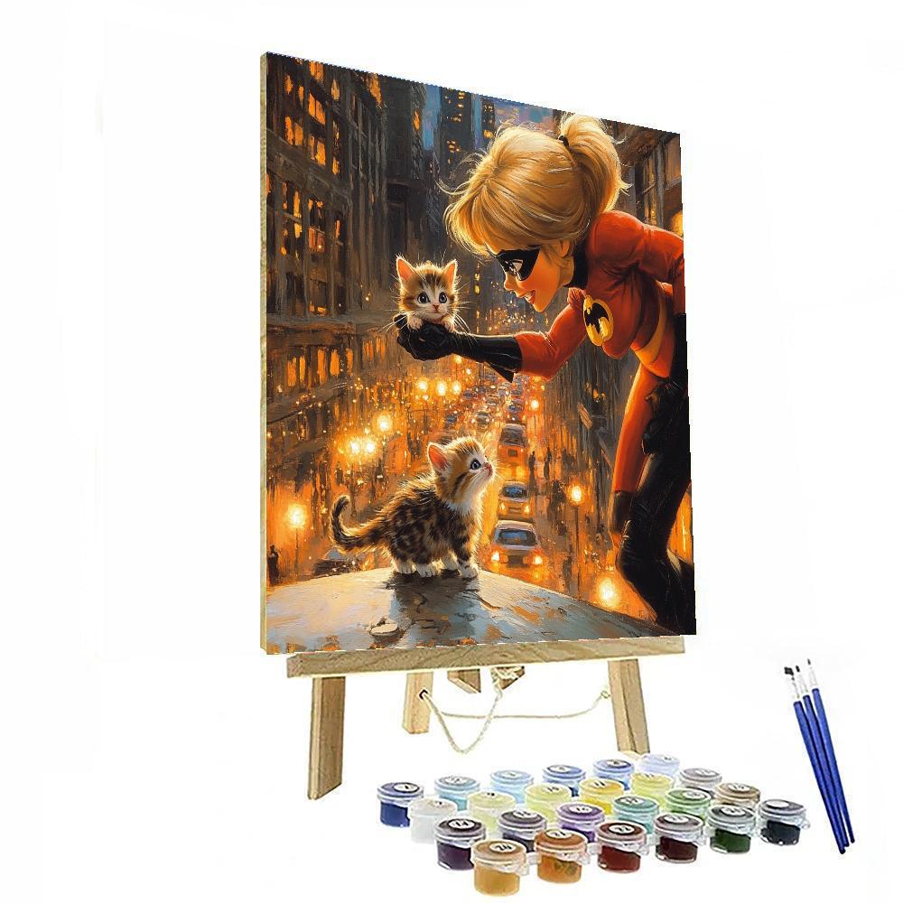 Elastigirl City Stretch Paint by numbers art