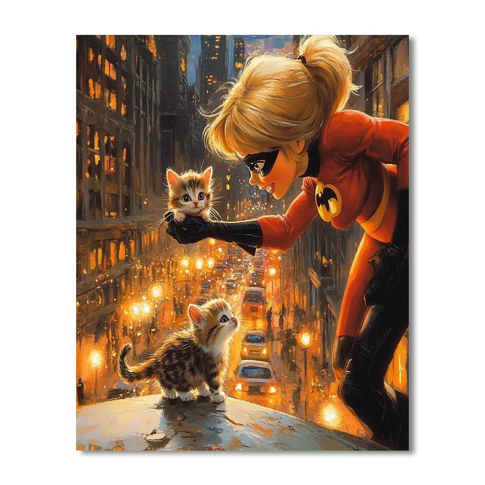 Elastigirl City Stretch Paint by numbers art