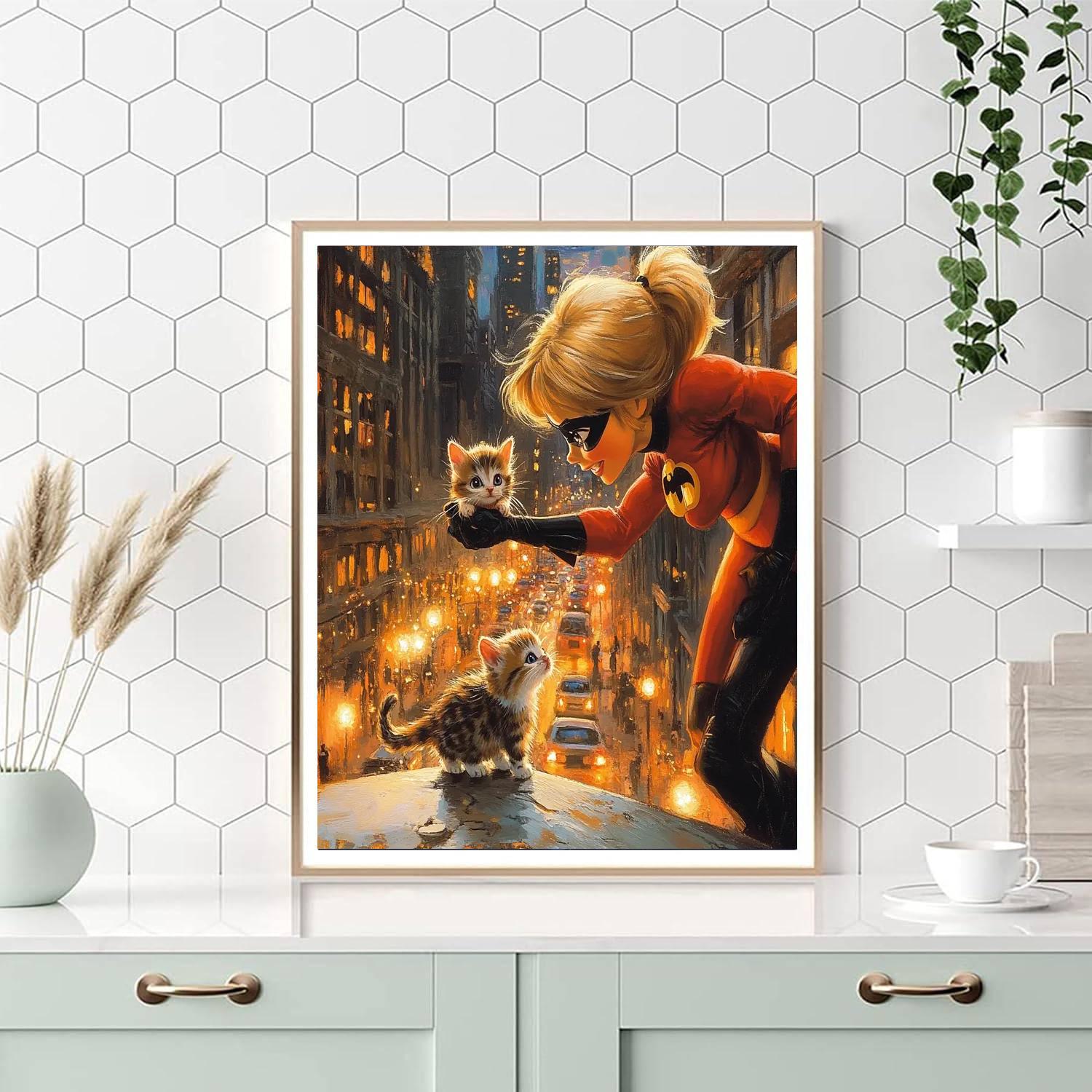 Elastigirl City Stretch Paint by numbers art