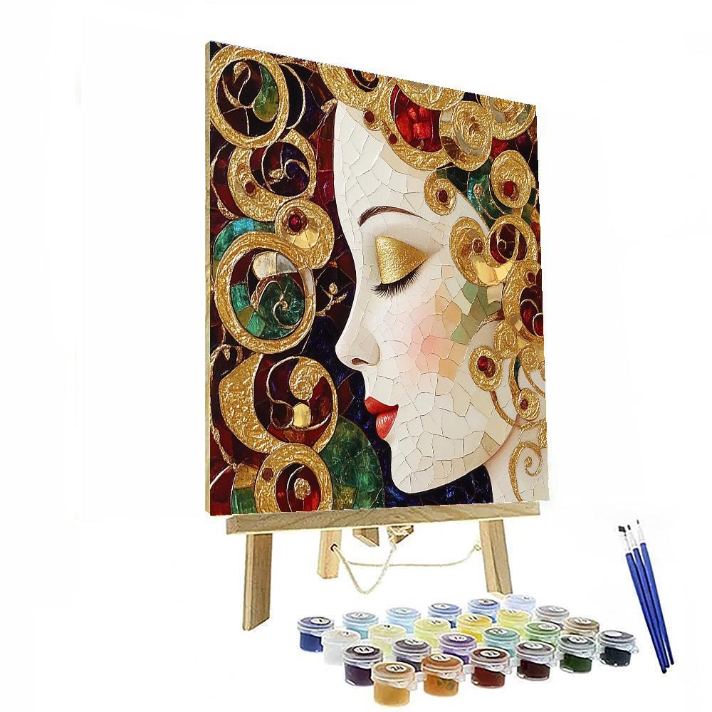 Gustav Klimt Inspired Floral Portrait Numbered painting kits