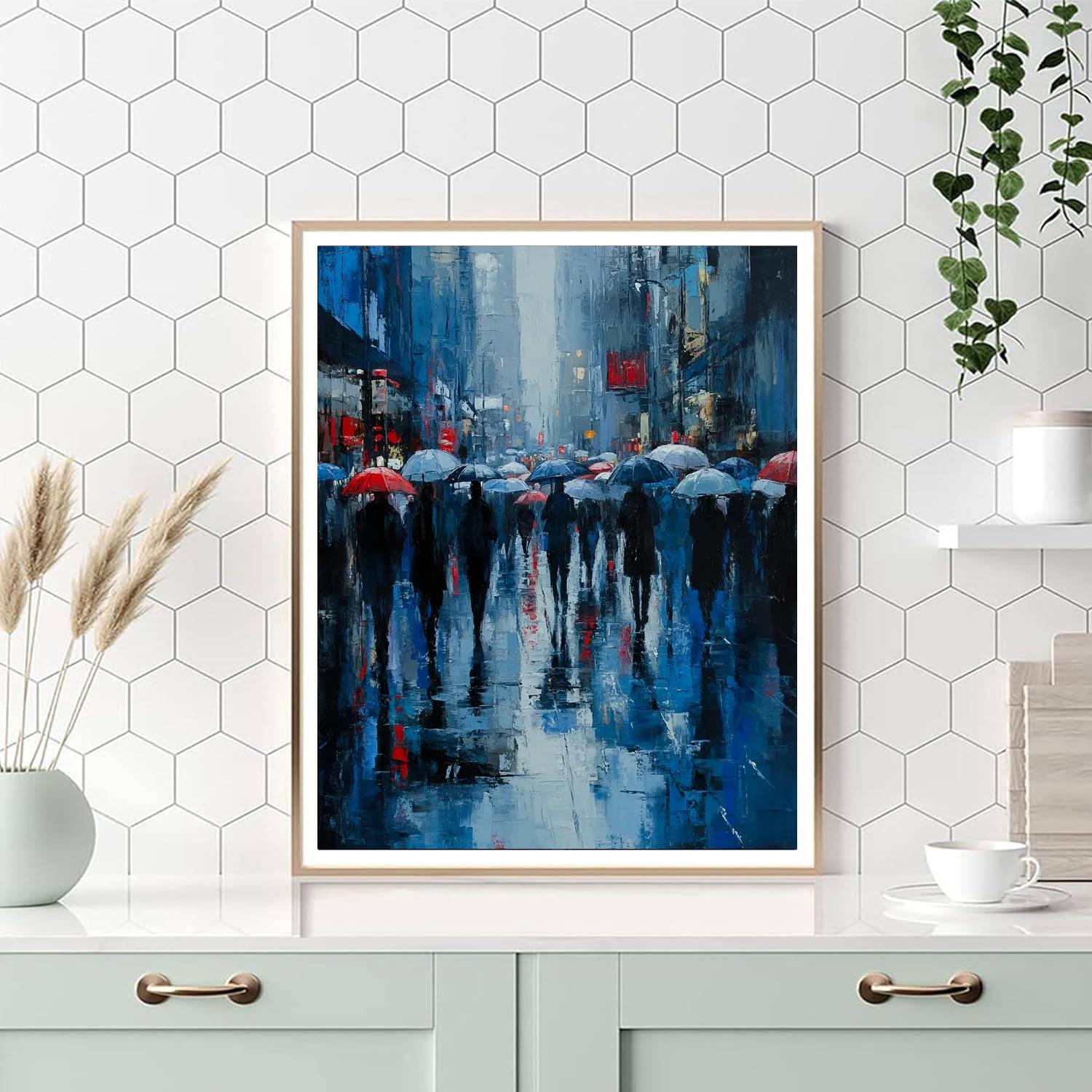 Edvard Munch Inspired Rainy City Street DIY paint by numbers