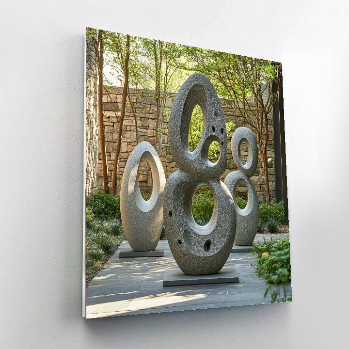 Barbara Hepworth Inspired Abstract Sculpture Garden Numbered painting kits