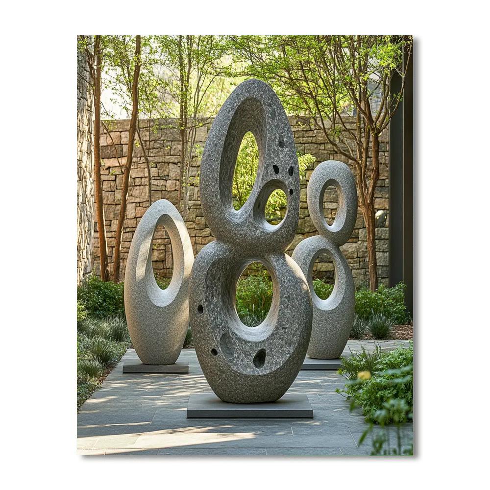 Barbara Hepworth Inspired Abstract Sculpture Garden Numbered painting kits