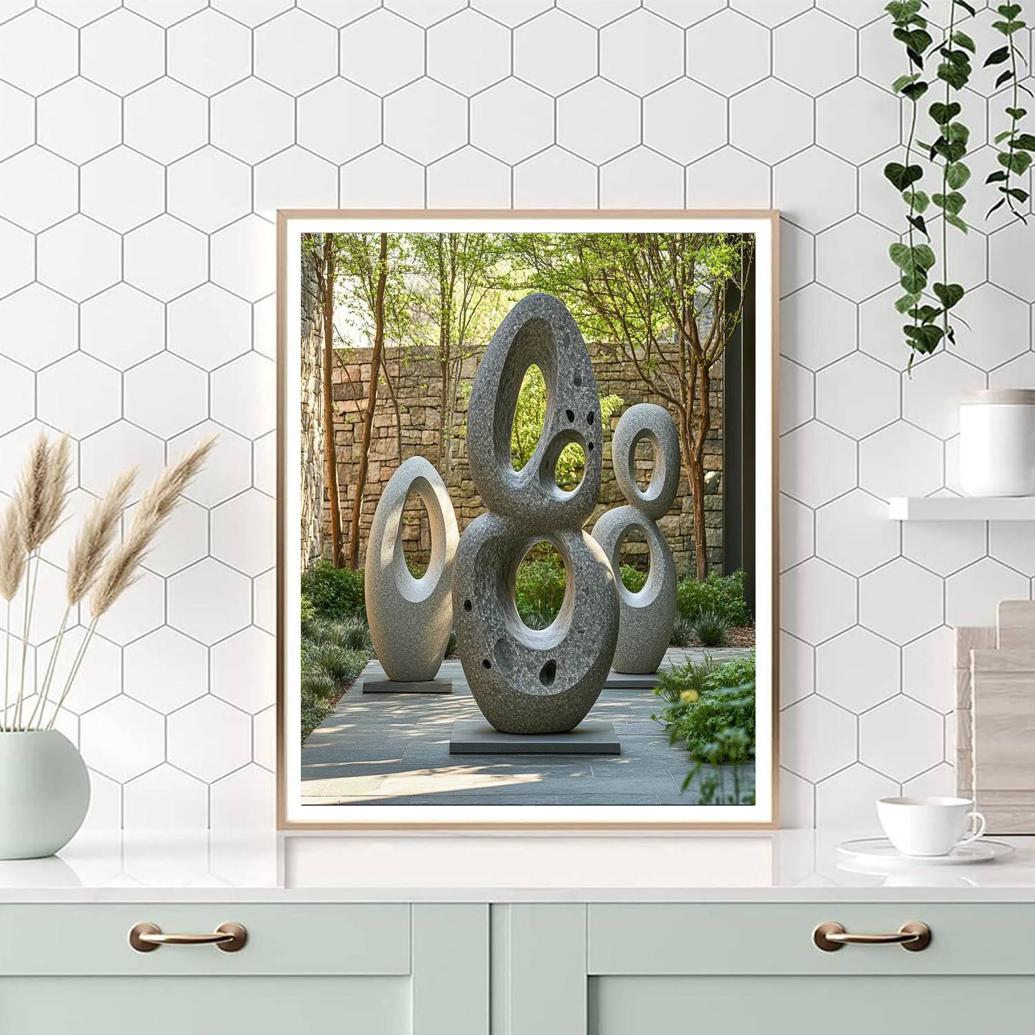 Barbara Hepworth Inspired Abstract Sculpture Garden Numbered painting kits