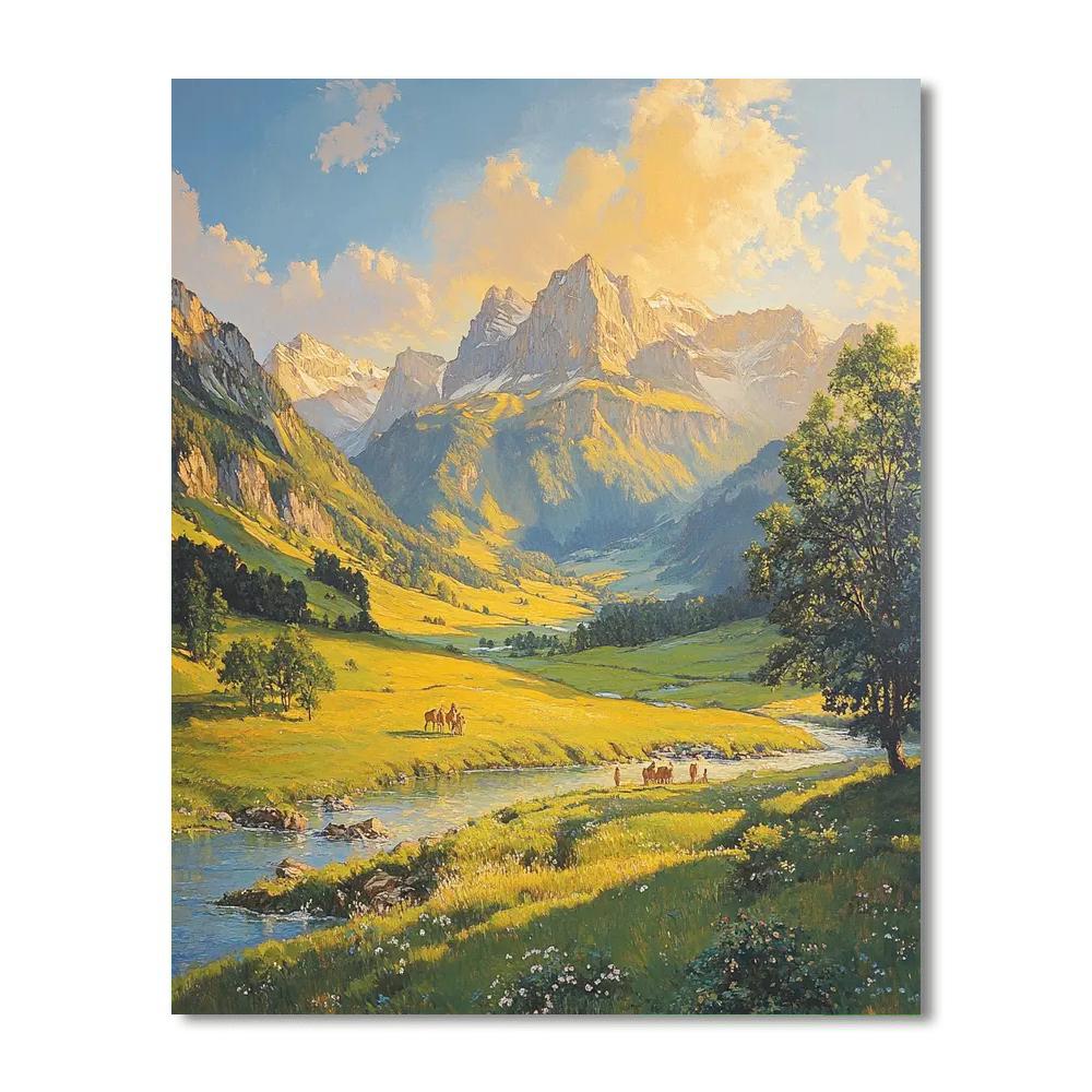 Claude Lorrain Inspired Sunrise Over Mountains Painting by numbers kit