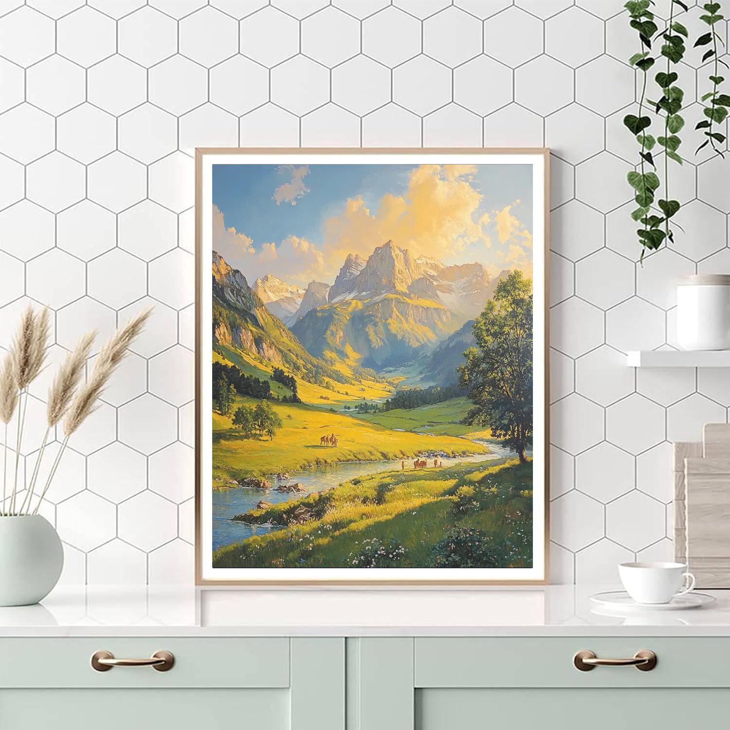 Claude Lorrain Inspired Sunrise Over Mountains Painting by numbers kit