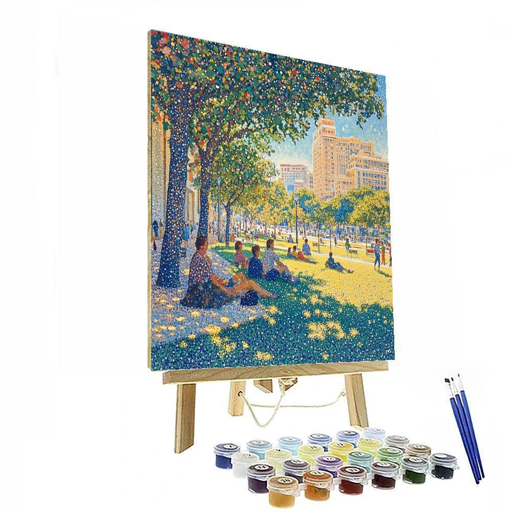 Georges Seurat Inspired City Park paint by numbers