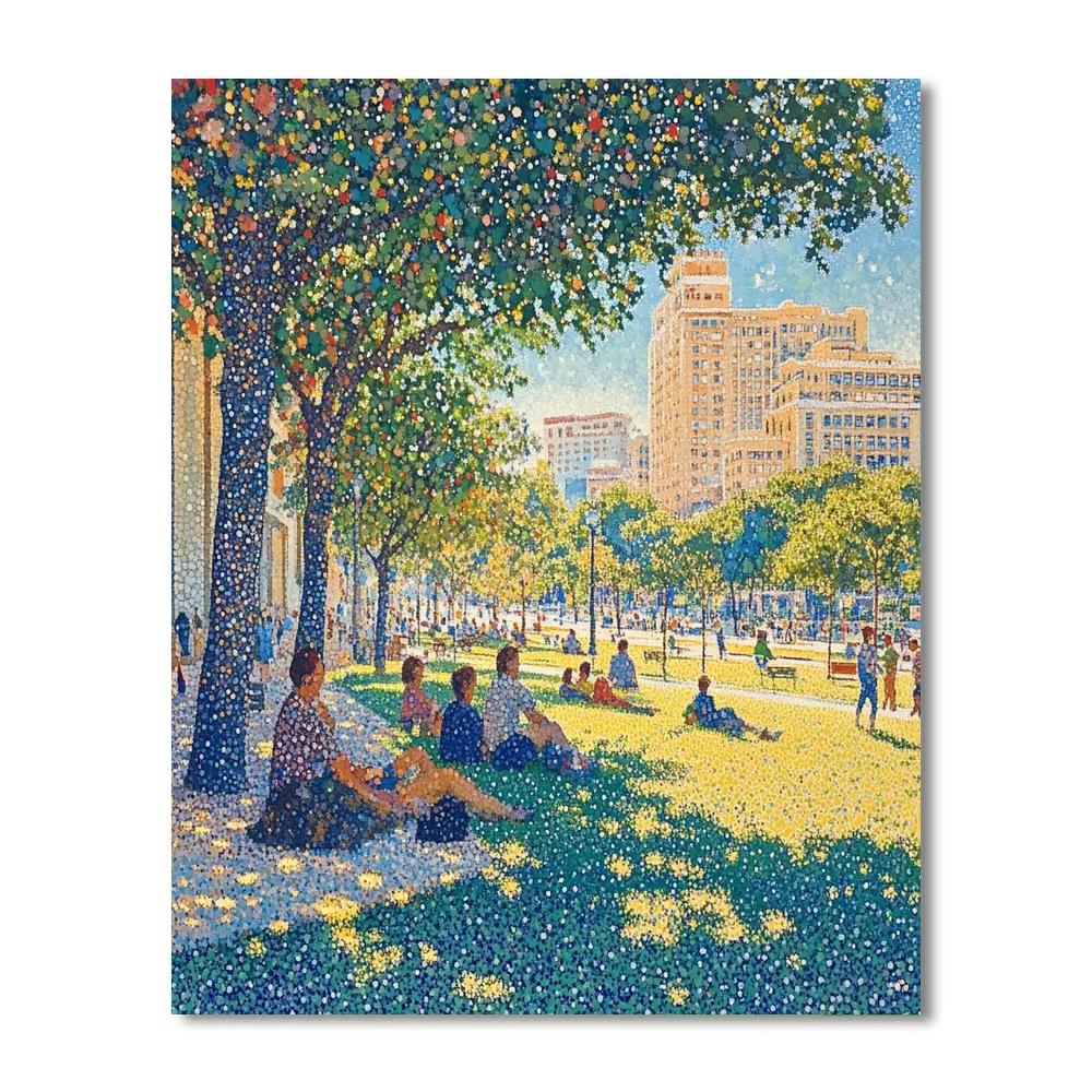 Georges Seurat Inspired City Park paint by numbers