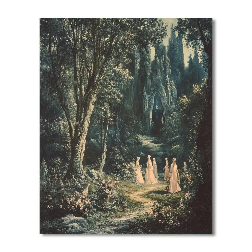 Edward Burne-Jones Inspired Enchanted Forest paint by number