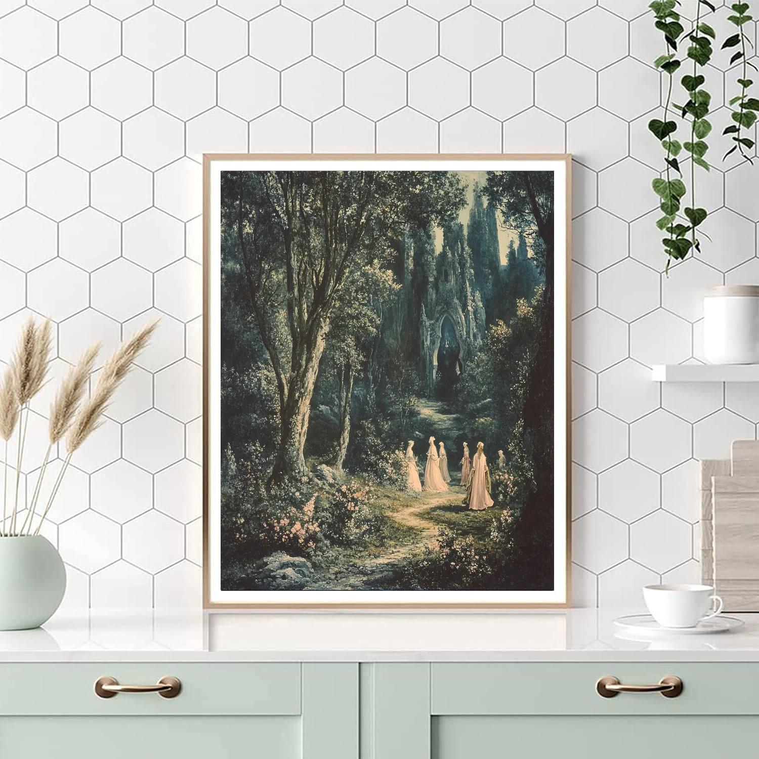 Edward Burne-Jones Inspired Enchanted Forest paint by number