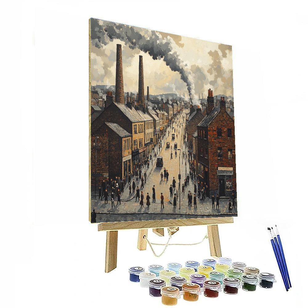 L.S. Lowry Inspired Industrial Cityscape DIY paint by numbers