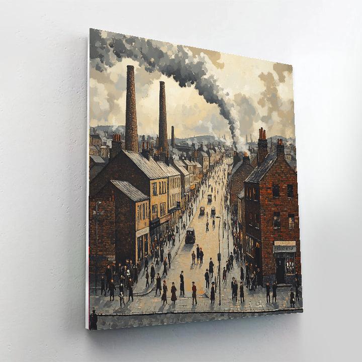 L.S. Lowry Inspired Industrial Cityscape DIY paint by numbers
