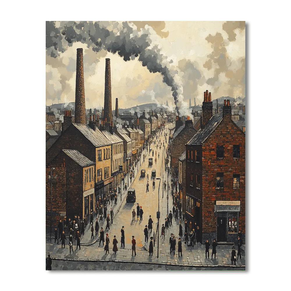 L.S. Lowry Inspired Industrial Cityscape DIY paint by numbers