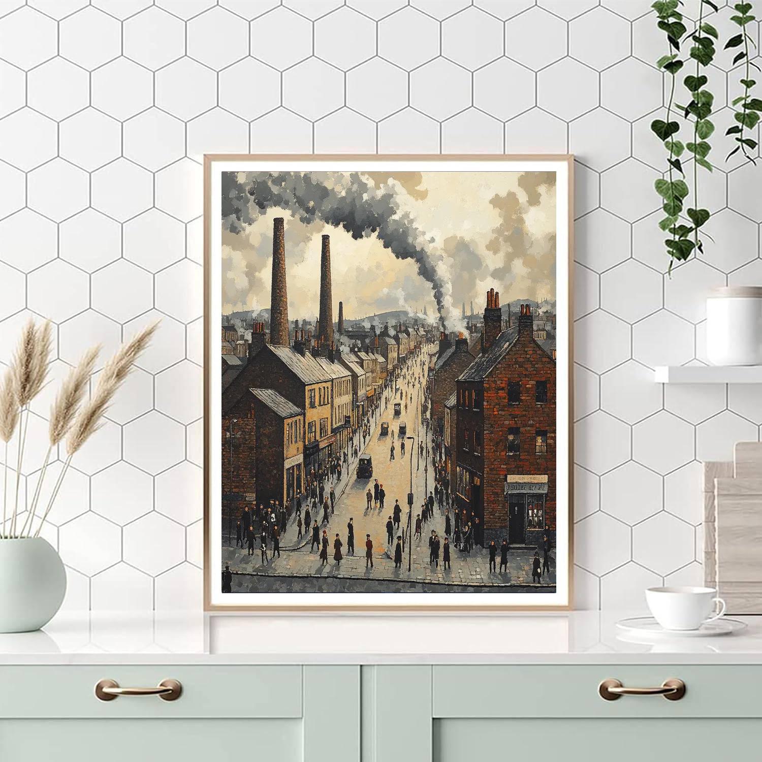 L.S. Lowry Inspired Industrial Cityscape DIY paint by numbers