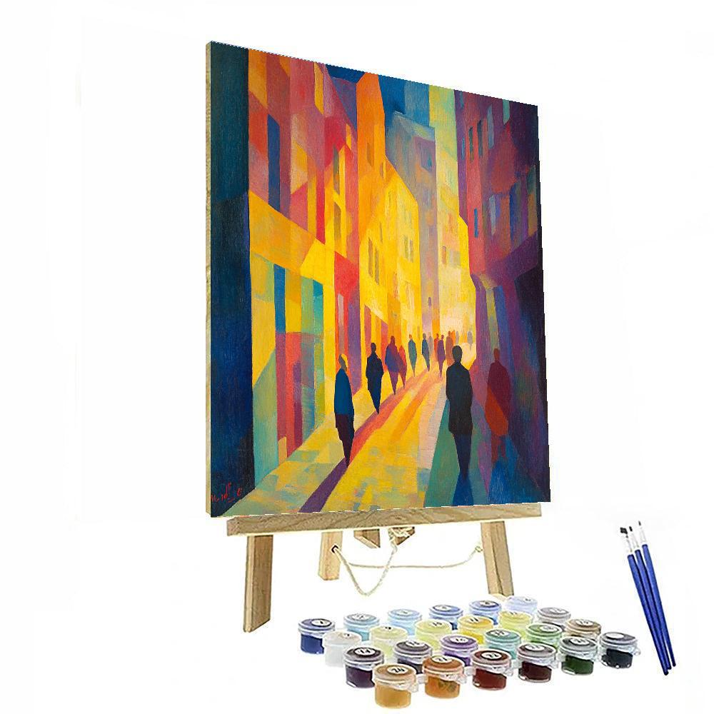 Auguste Macke Inspired Colorful Cityscape paint by numbers