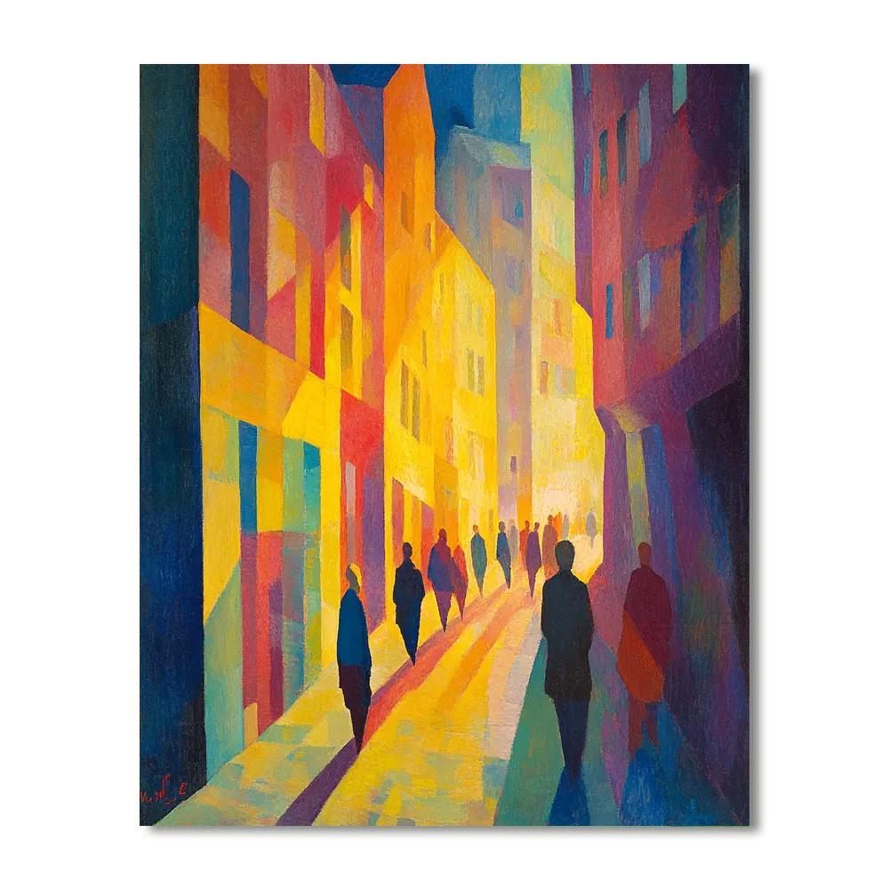 Auguste Macke Inspired Colorful Cityscape paint by numbers