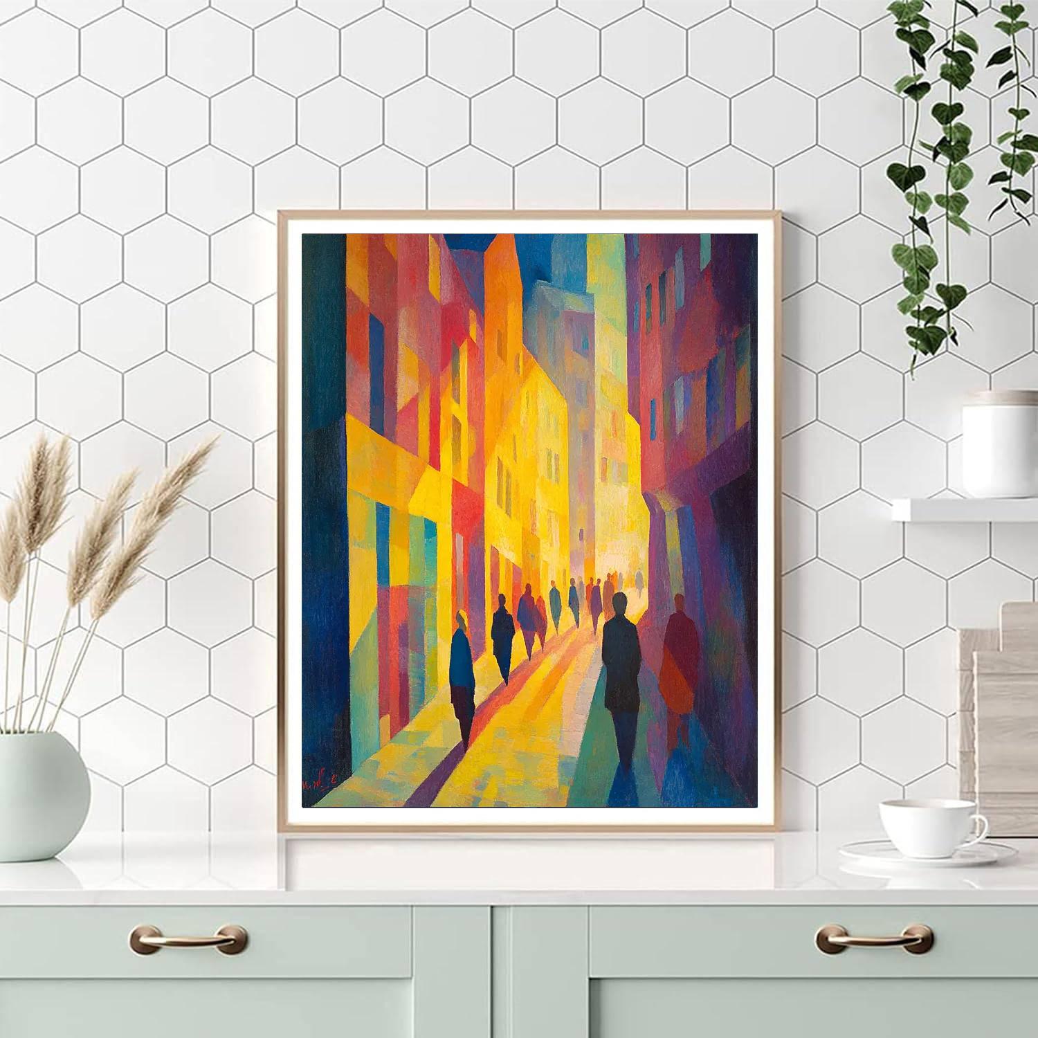 Auguste Macke Inspired Colorful Cityscape paint by numbers