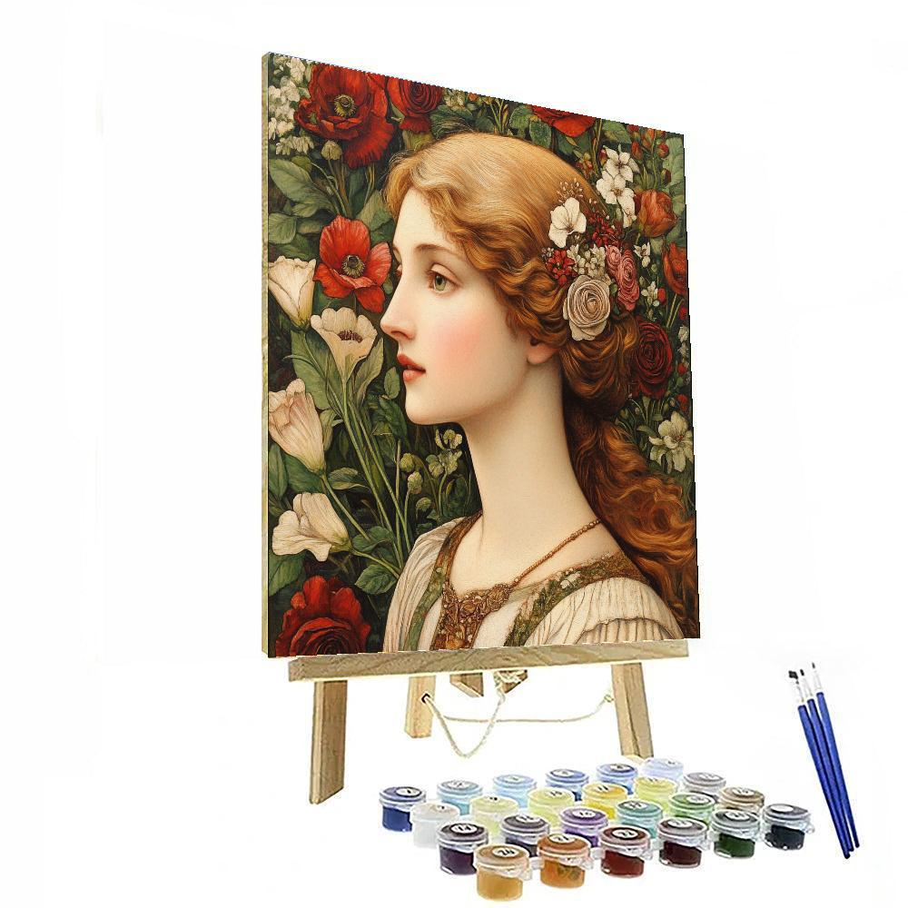 Dante Gabriel Rossetti Inspired Floral Portrait DIY paint by numbers