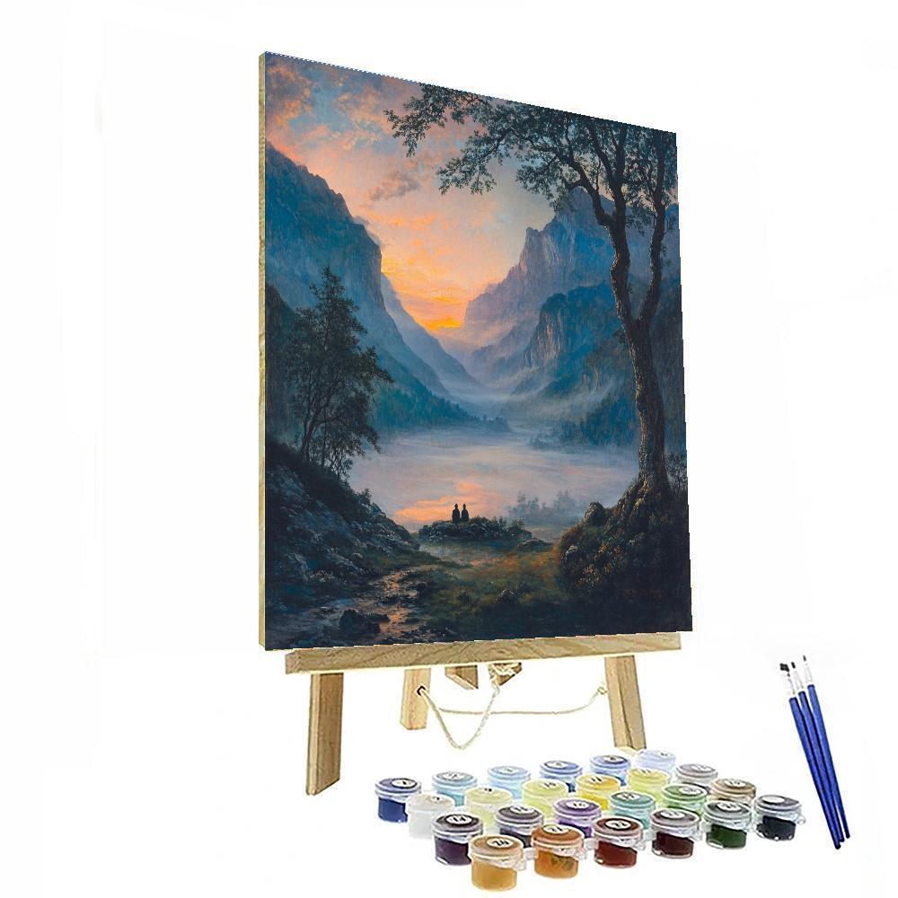 Caspar David Friedrich Inspired Mountain Dawn paint by color