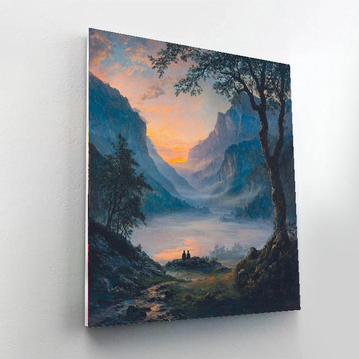 Caspar David Friedrich Inspired Mountain Dawn paint by color