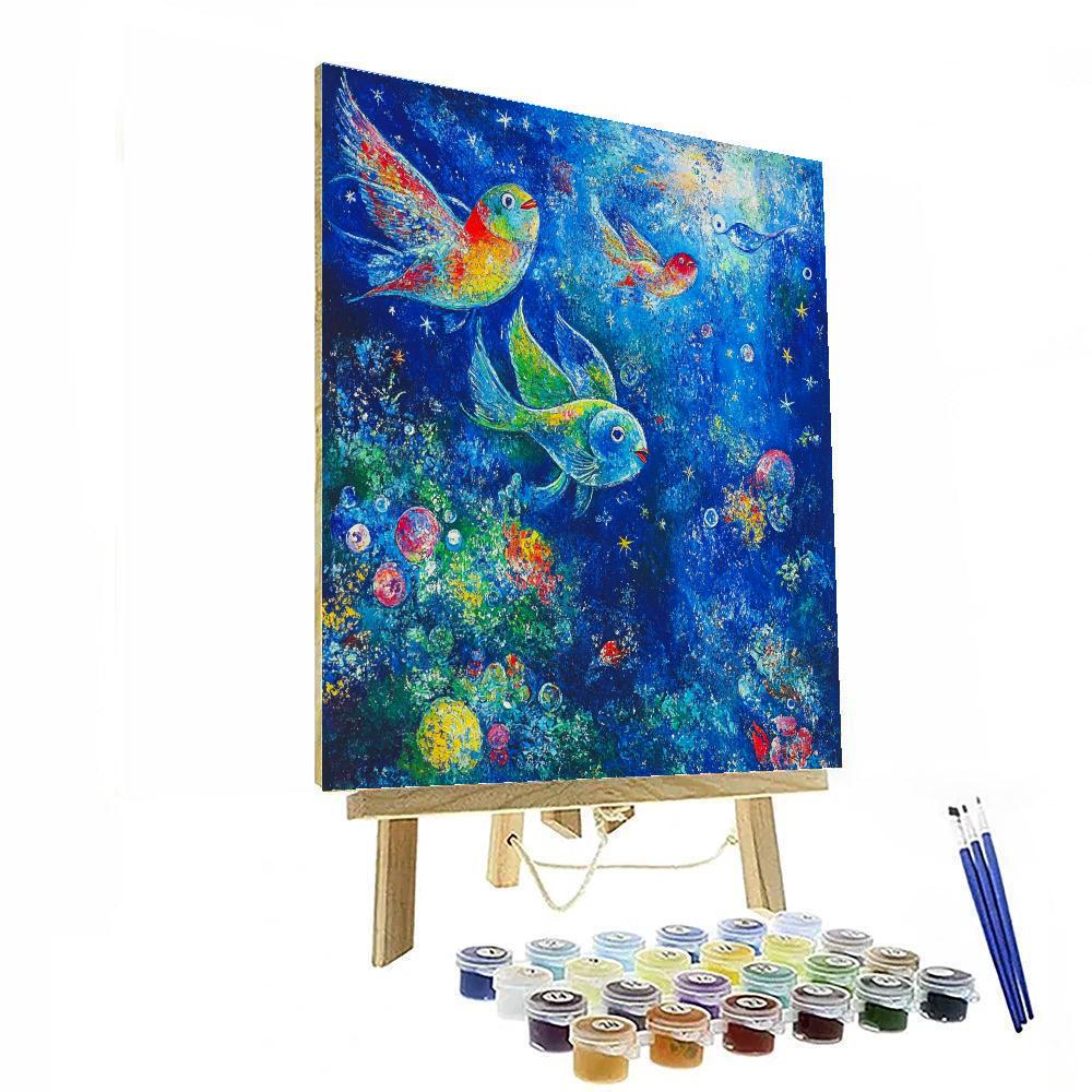 Marc Chagall Inspired Flying Fish Numbered painting kits