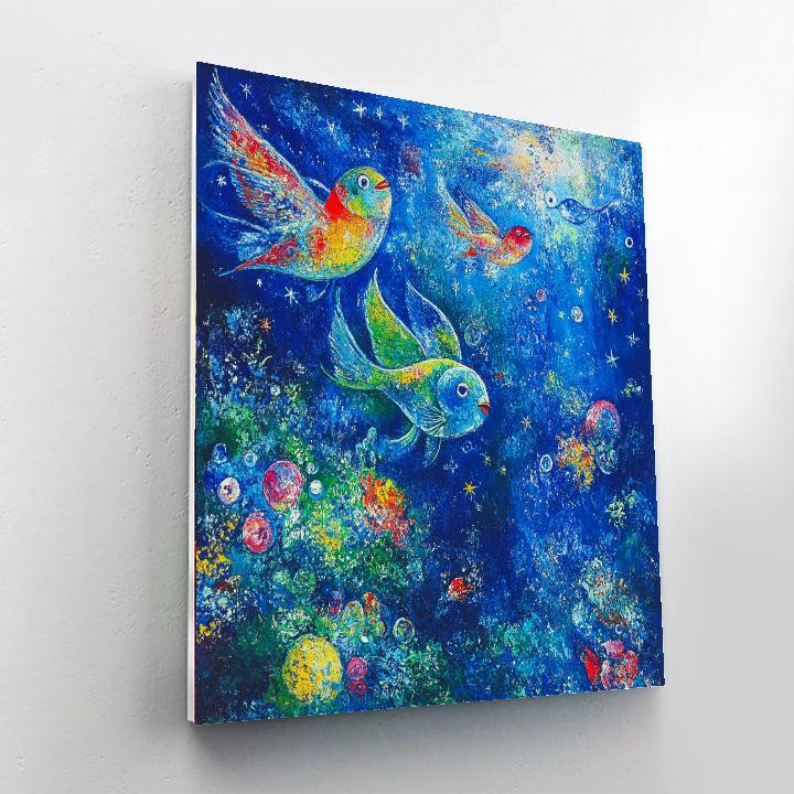 Marc Chagall Inspired Flying Fish Numbered painting kits