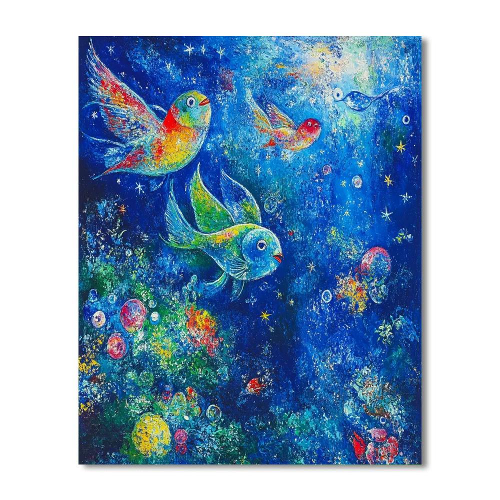 Marc Chagall Inspired Flying Fish Numbered painting kits