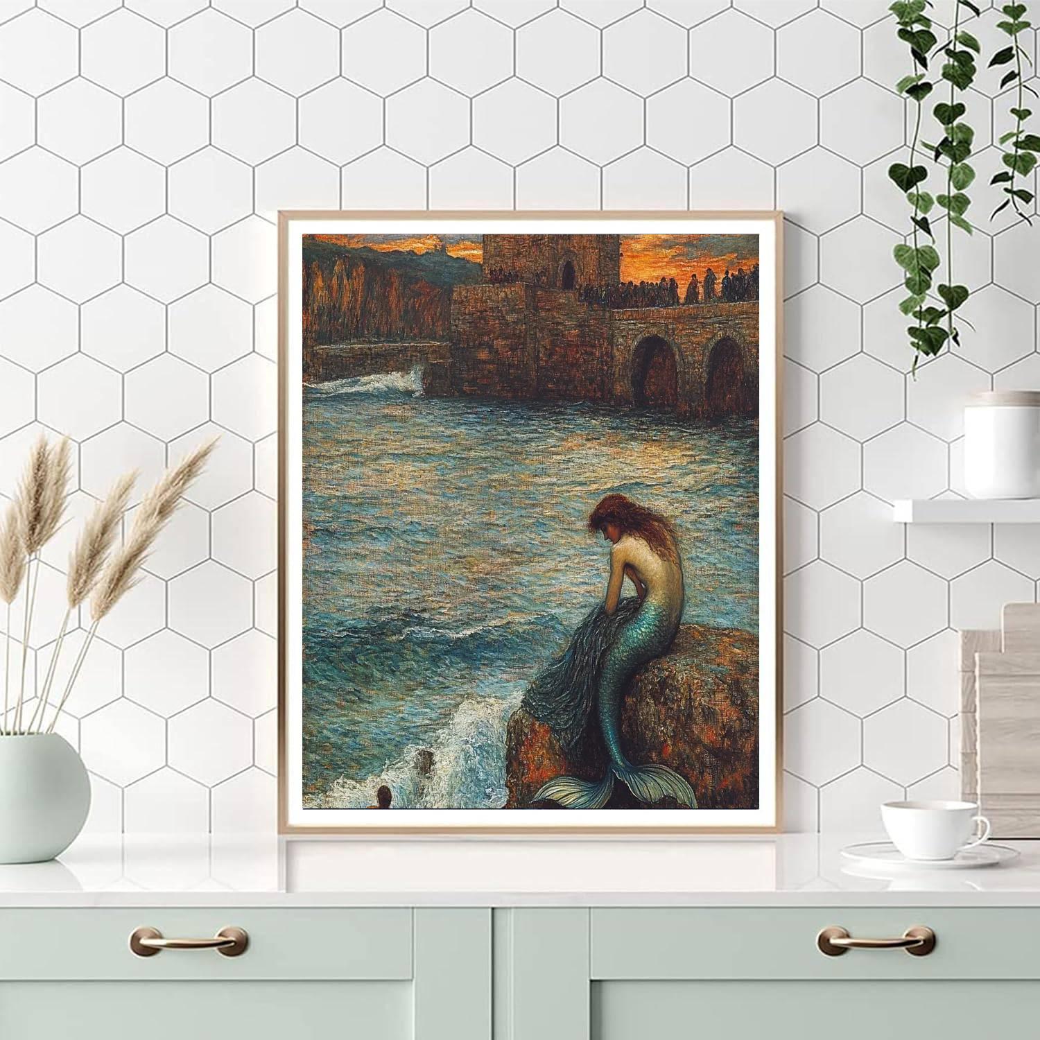 John William Waterhouse Inspired Mermaid’s Lament Number painting