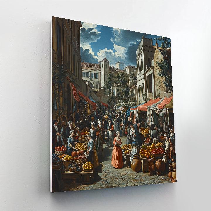 William Hogarth Inspired Street Market Scene Paint by numbers kits
