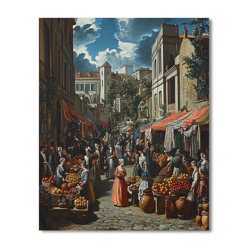 William Hogarth Inspired Street Market Scene Paint by numbers kits