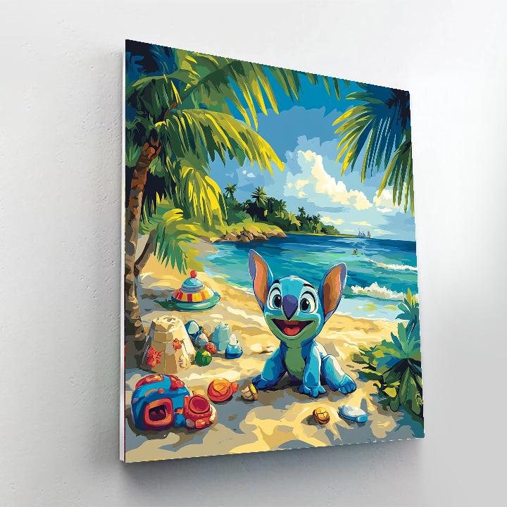 Stitch’s Beach Day Fun Paint by numbers art