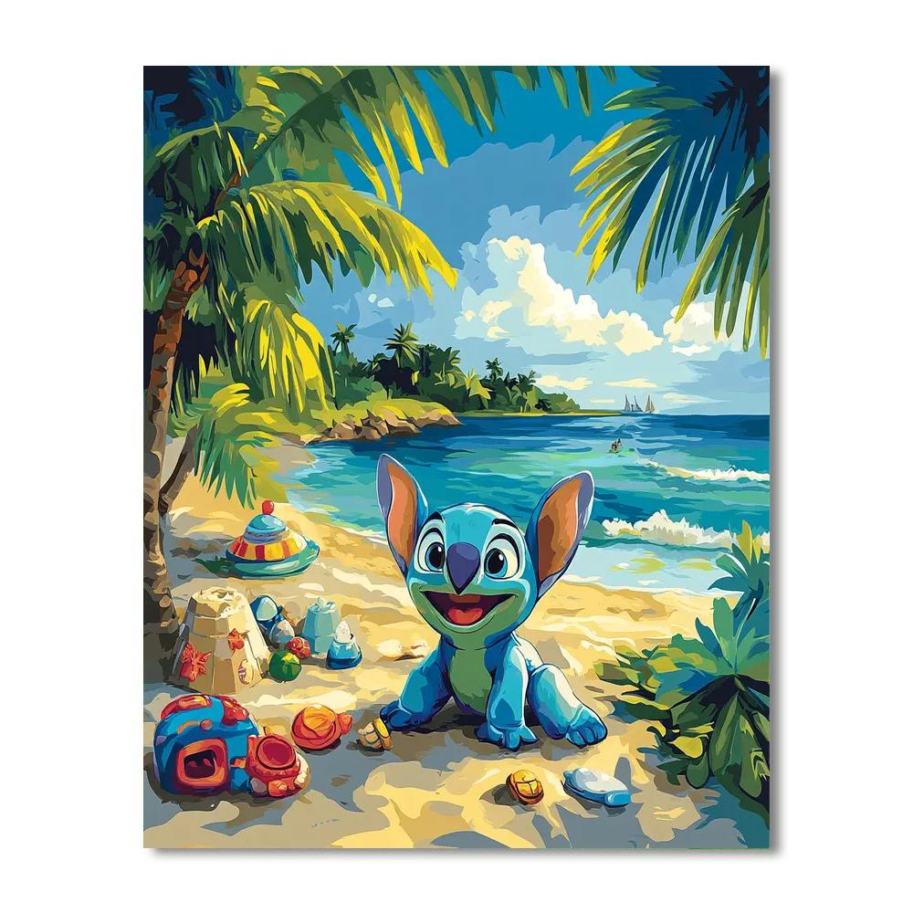 Stitch’s Beach Day Fun Paint by numbers art