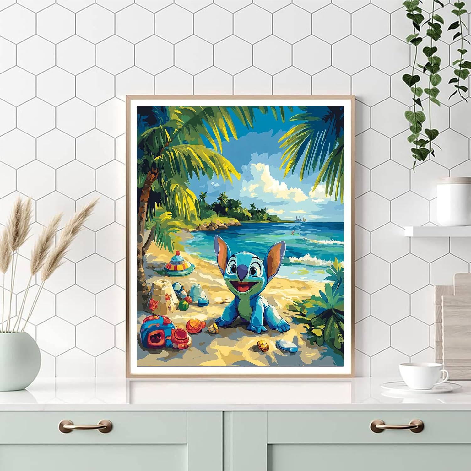 Stitch’s Beach Day Fun Paint by numbers art