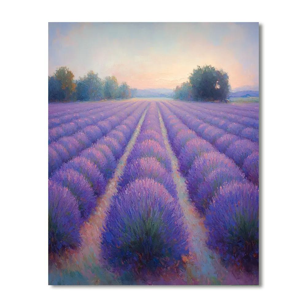 Monet Inspired Lavender Fields At Dusk Painting by numbers kit