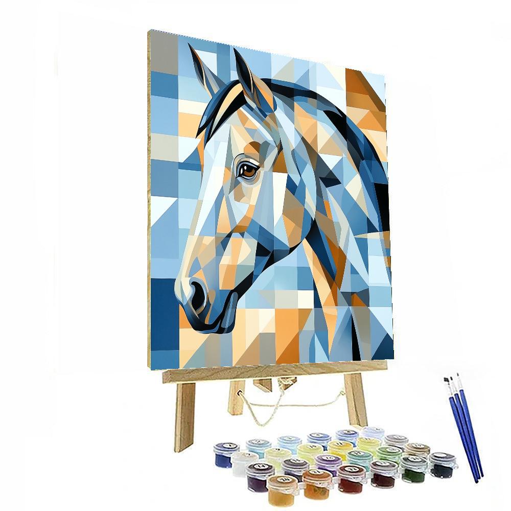 Picasso Inspired Cubist Horses paint by numbers