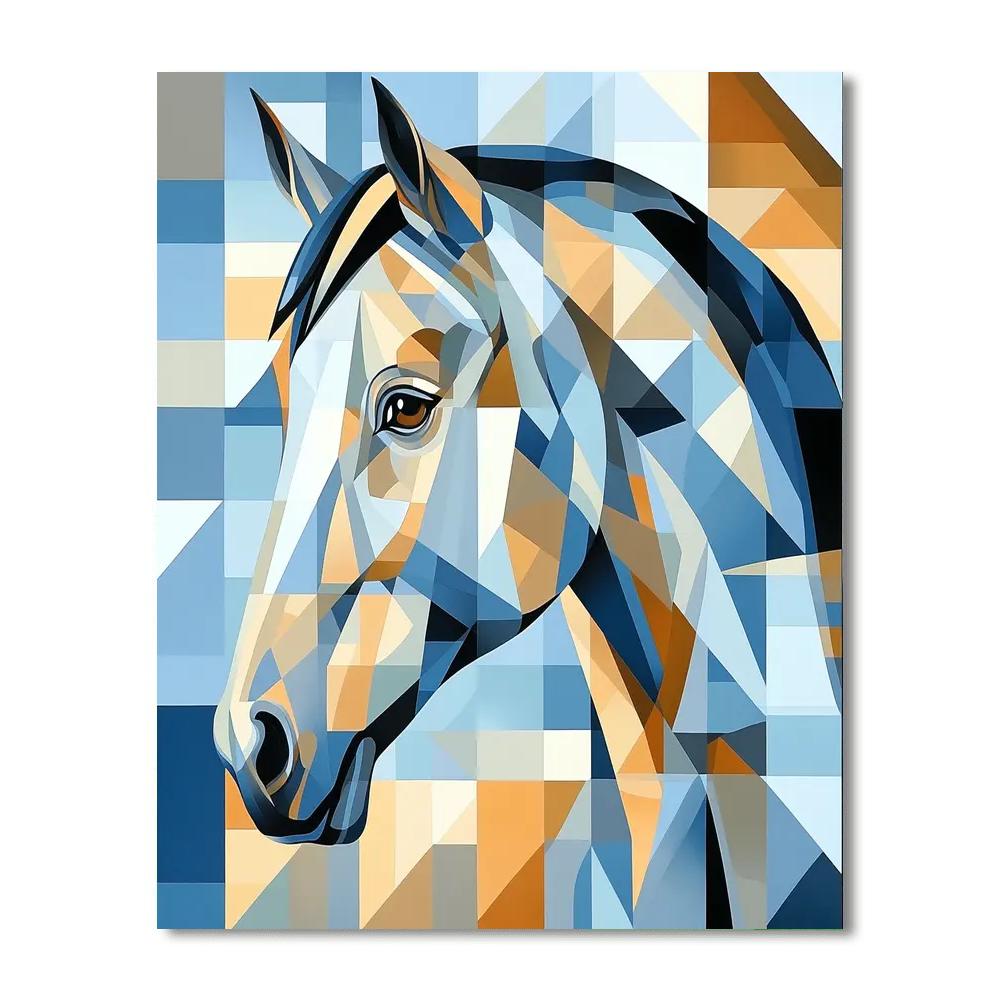 Picasso Inspired Cubist Horses paint by numbers