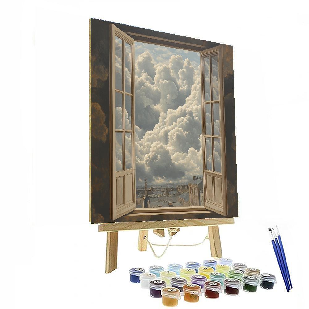 René Magritte Inspired Cloudy Window Paint by numbers kits