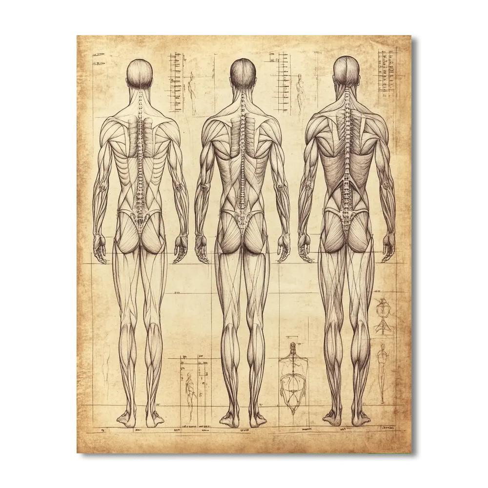 Leonardo Da Vinci Inspired Anatomical Study paint by color