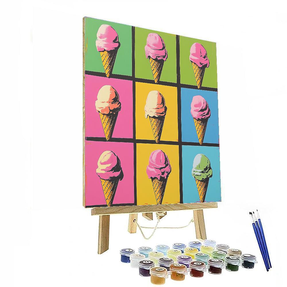 Andy Warhol Inspired Neon Ice Creams Numbered painting kits