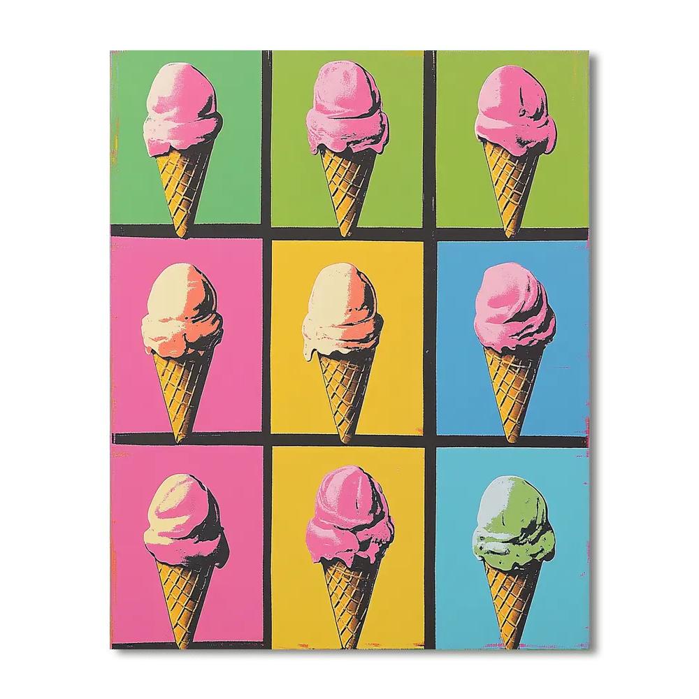 Andy Warhol Inspired Neon Ice Creams Numbered painting kits