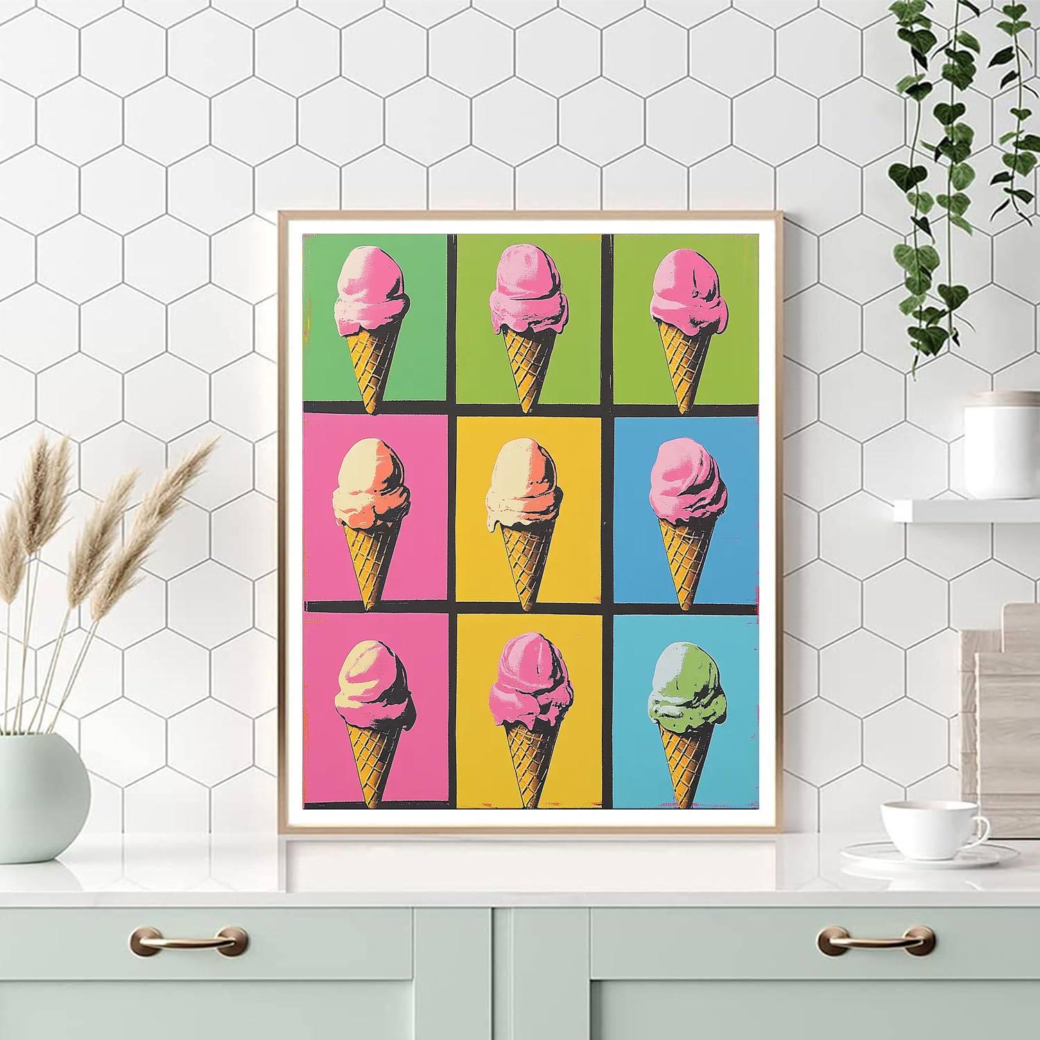 Andy Warhol Inspired Neon Ice Creams Numbered painting kits