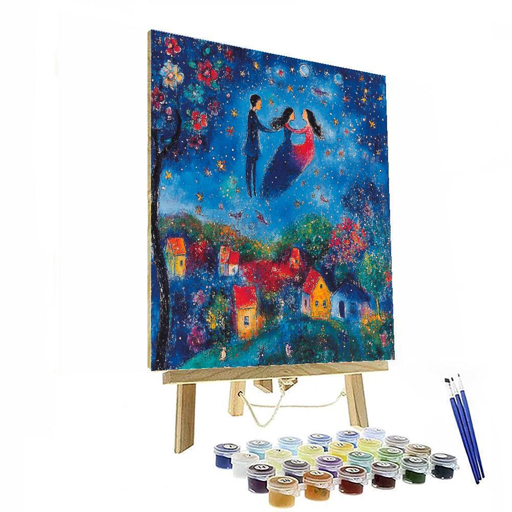 Marc Chagall Inspired Starlit Lovers paint by color